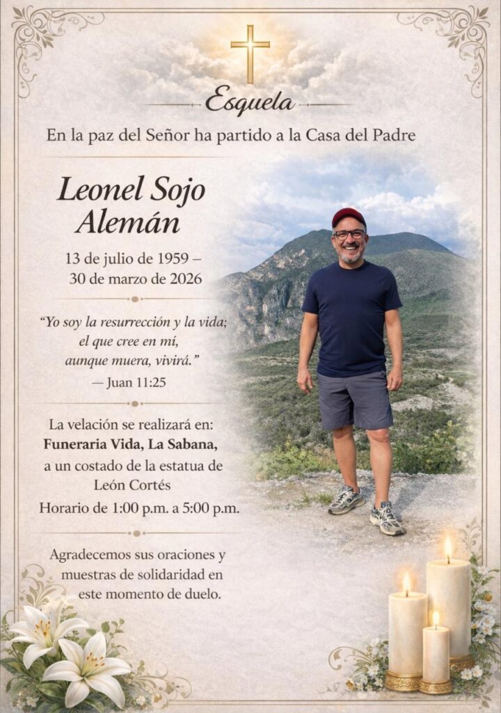 Esquela; Leonel Sojo Alemán